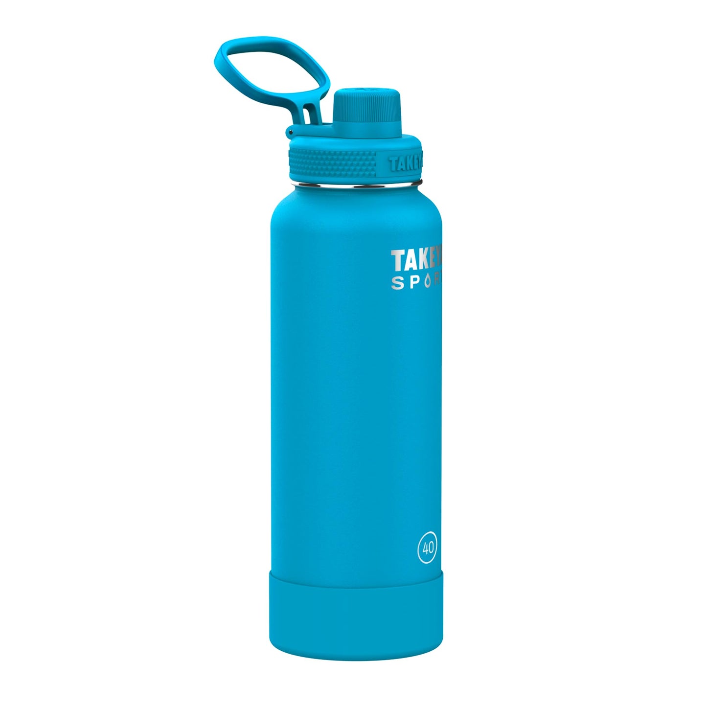Takeya Sports Water Bottle with Spout Lid - Bottle with Triple Stainless Steel Insulation - Dishwasher Safe & BPA-Free - Bottle with Ice-Blocking Spout Lid & Removable Bumper - 40 oz, Champion Blue
