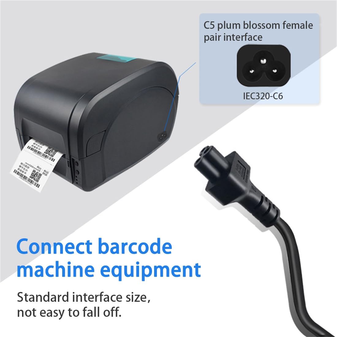 TEWOXIN 0.3M C14 C5 250V 10A, (0.3M C14 C5 IEC to Power Cord, for Laptop Power Supply, Monitor, Printer and More