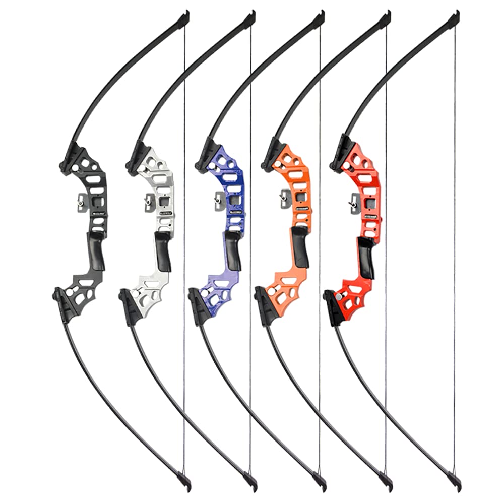 50" Recurve Bowfishing Kit 40lbs Bowfishing Bow with Reel Kits Archery Straight Bow Right Handed for Outdoor Hunting Fishing (Silver)