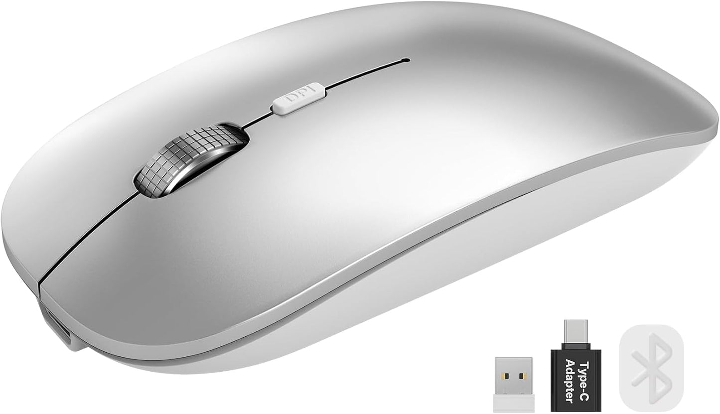 SABLUTE M31 3 5.2 2.4G), Bluetooth Mouse for MacBook Pro/Air, iPad - Rechargeable Tri-Mode Wireless Mouse for Devices