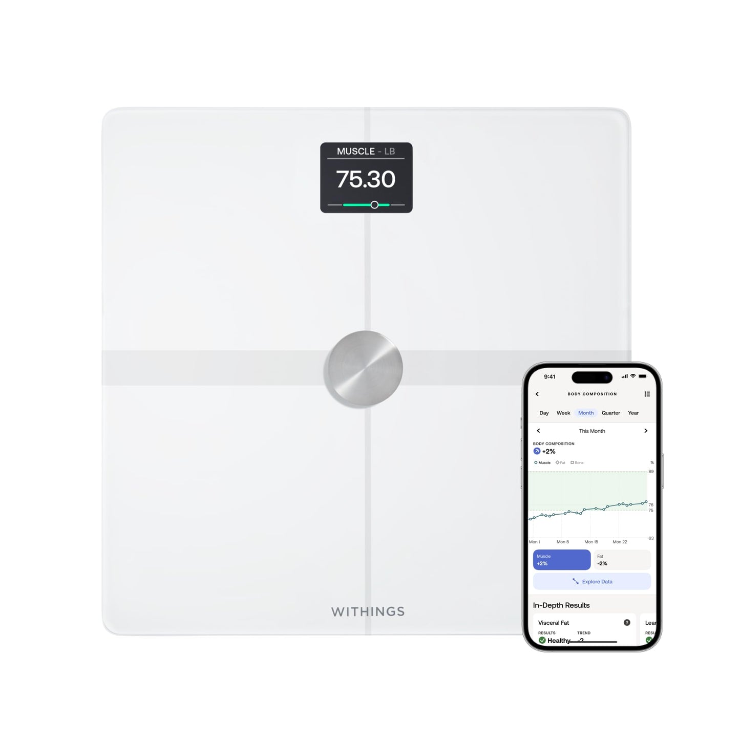 WITHINGS Body Smart - Accurate Scale for Body Weight and Fat Percentage, Body Composition Wi-Fi and Bluetooth Weight Scale, Baby Weight Scale, Smart Scale Apple Health Compatible, Bathroom Scale