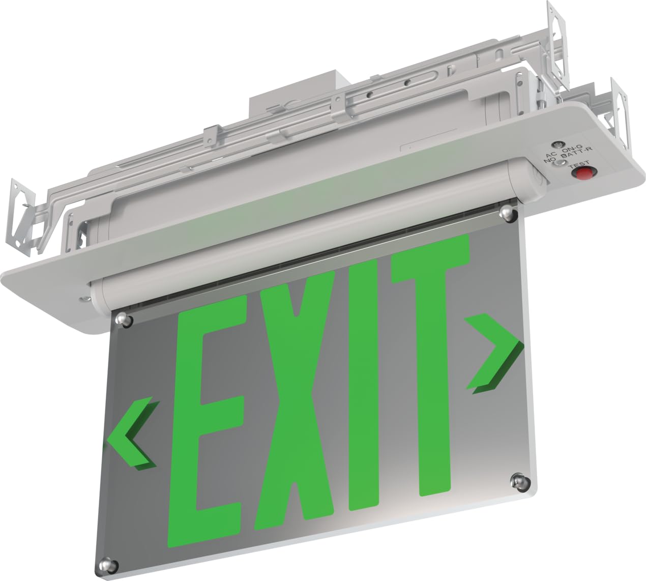 Lithonia Lighting Basics Edge-lit LED Exit Sign with Green Letters, Universal Mount Emergency Exit Only Sign, Ni-Cad Battery Backup (BE W G UM M2)