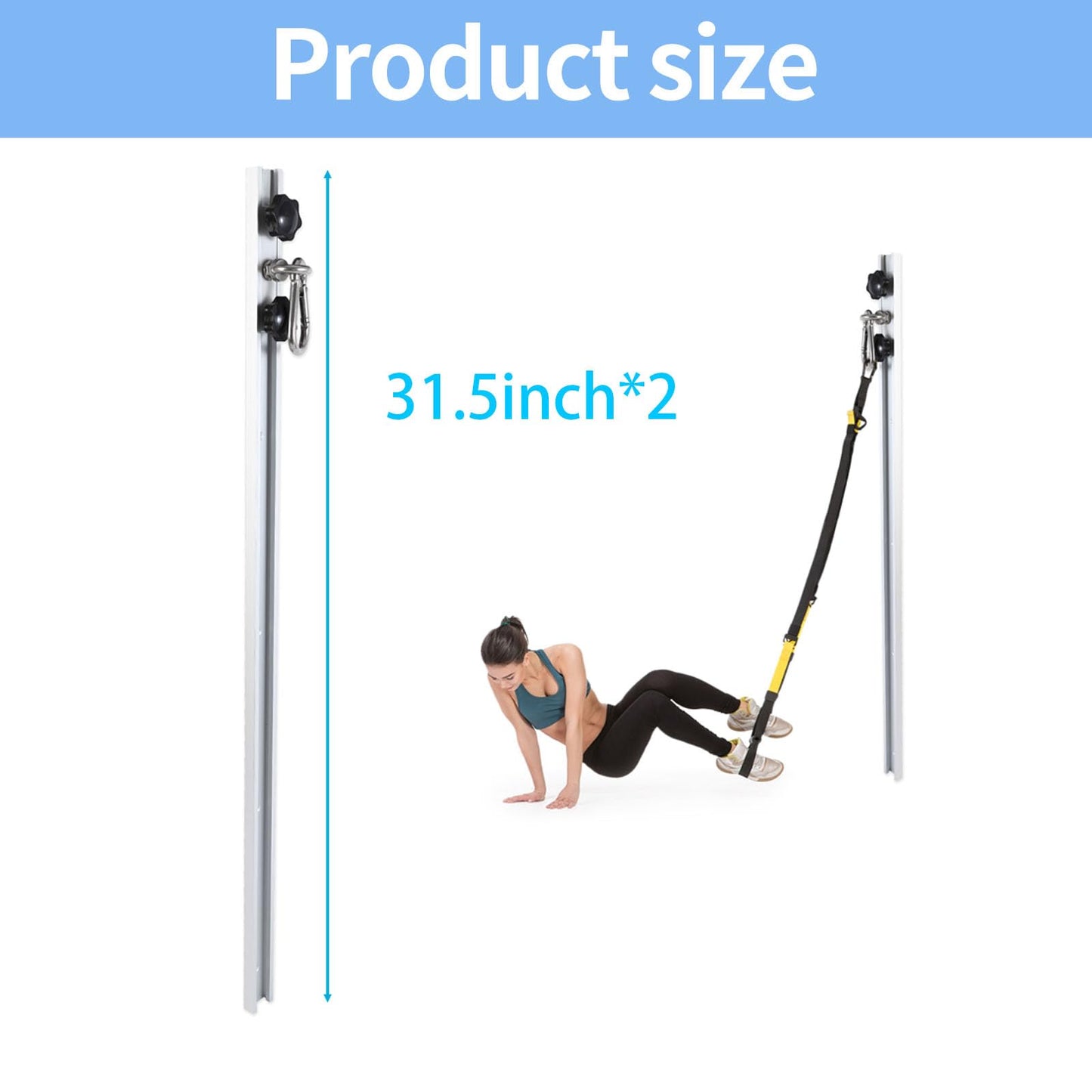 Resistance Band Wall Anchor,Gym Resistance Bands,djustable Workout Wall Anchor System,for Resistance Band Exercises,with 2 Rail and 2 Rail Car,Easy Installation(double set,No Resistance Bands)