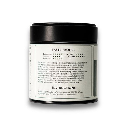Isshiki Matcha Powder - Premium Ceremonial Grade Samidori Green Tea from Uji, Japan - 30g Tin for 20 Servings
