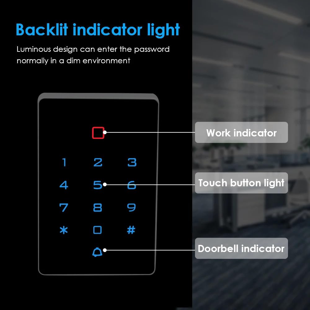MENGQI-CONTROL Weatherproof Keypad 600lbs Magnetic Lock(Waterproof) 4 Remote Access Control Kit 110-240V Power Supply Unit Push to Exit Button Buzzer Sounder for Visitor in