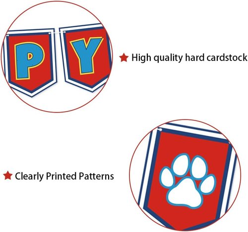 Cartoon Dog Paw Happy Birthday Banner - Adorable Decorations for Boys' 1st, 2nd, & 3rd Birthday Parties