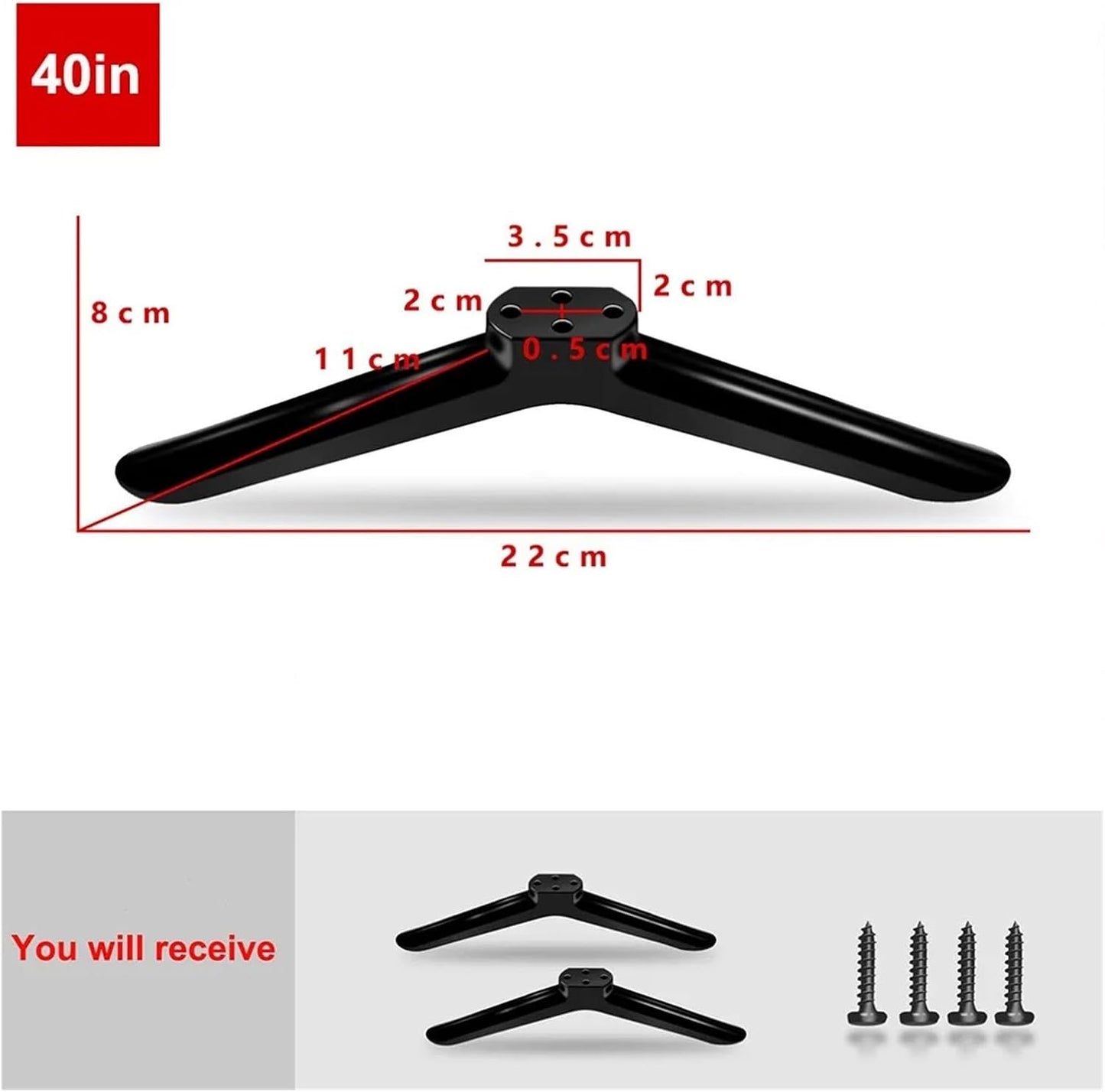 DYLCCHFS Bedroom(40in) Universal TV Base Stand Legs with Screws Black Television Tabletop Foot TV Stand Base Mount