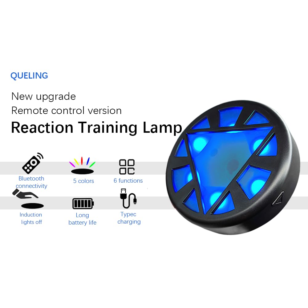 QUELINGSPORT Newly Upgraded Remote Control Version, Responsive Training Light, Agile Speed, Exercise Training, 6 Functions, 5 Light Colors, Set of 6 Lights