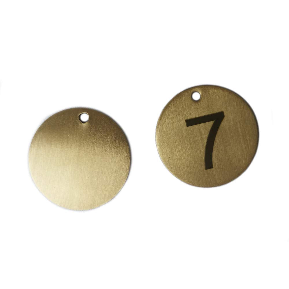 Numbered Brass Tags with Key Rings (1-10)