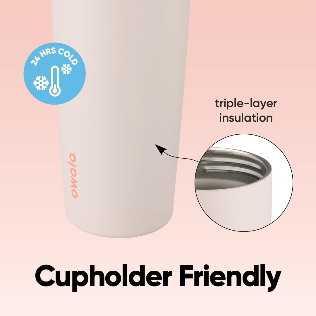 Owala FreeSip Sway - 40 oz Stainless Steel Water Bottle - Orange/Tan (Sparkling Sherbet)