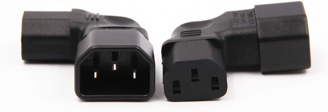 WYMECT 2-Pack C14 C13 Left Angle IEC to Power Adapter PDU Plug for LCD Wall Mount TV