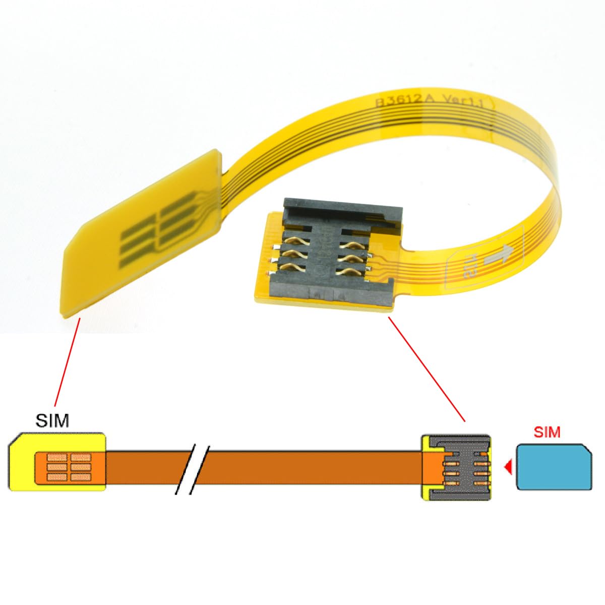 10cm chenyang GSM CDMA Standard UIM SIM Card Kit Extension Soft Flat FPC Cable