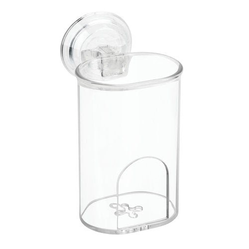 iDesign Plastic Suction Tumbler Cup and Bathroom Organizer for Mirror or Shower Storage – 3" x 3.5" x 4.5", Clear
