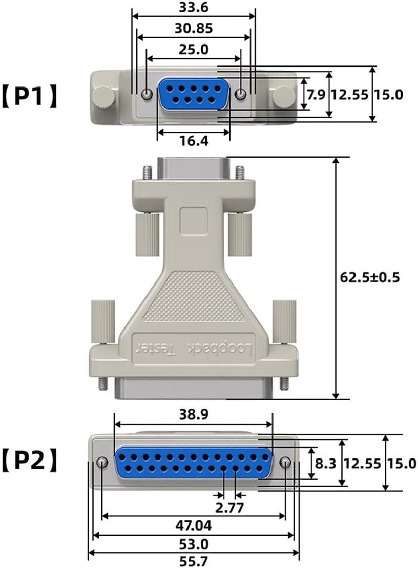 Cable Leader DB9 DB25 RS-232 1PC Female to Female Serial Loop Back Tester, Serial Loopback Adapter for Serial Port
