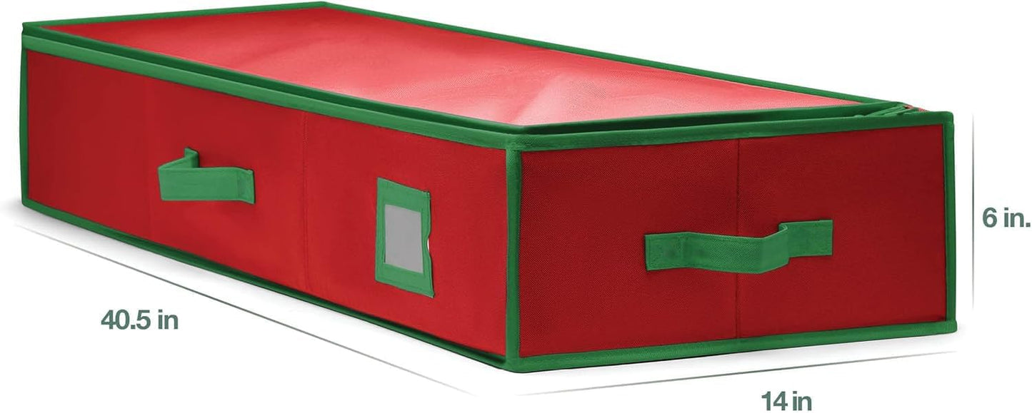 Premium Wrapping Paper Organizer - Heavy-Duty Gift Wrap Holder with Extra Pockets | Fits Up to 27 Rolls (Red)