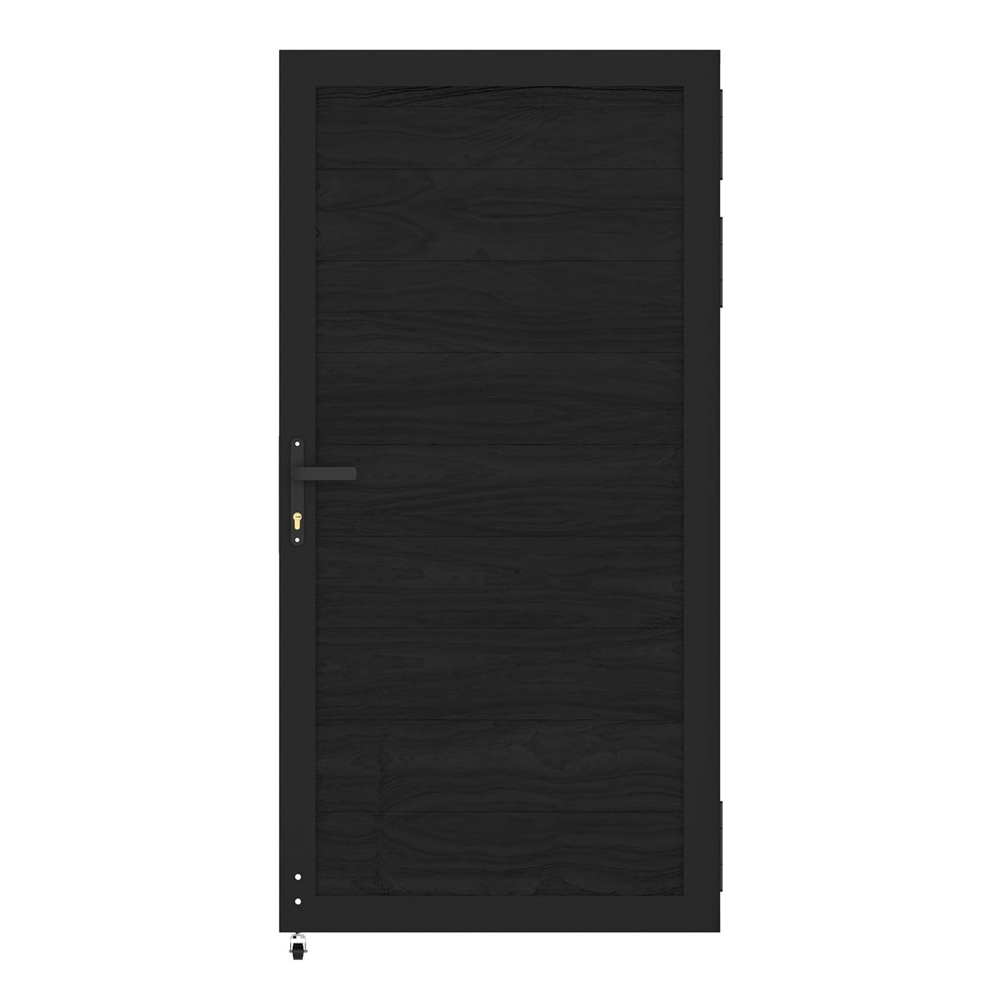 Treslam Wood Plastic Privacy Fence Gate 6ft(H) x 3ft(W), Metal Frame with Knob Kits, Durable Composite Outdoor Gate,Black