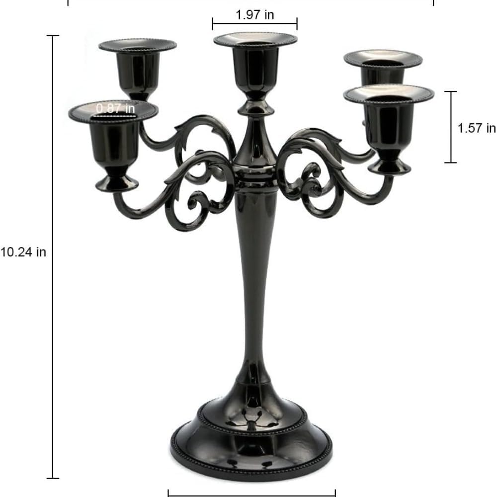 Skiennix Black Candelabra Candle Holders - 10.6 Inch Tall for Pillar & Taper Candles | Easy Assembly Halloween Decor