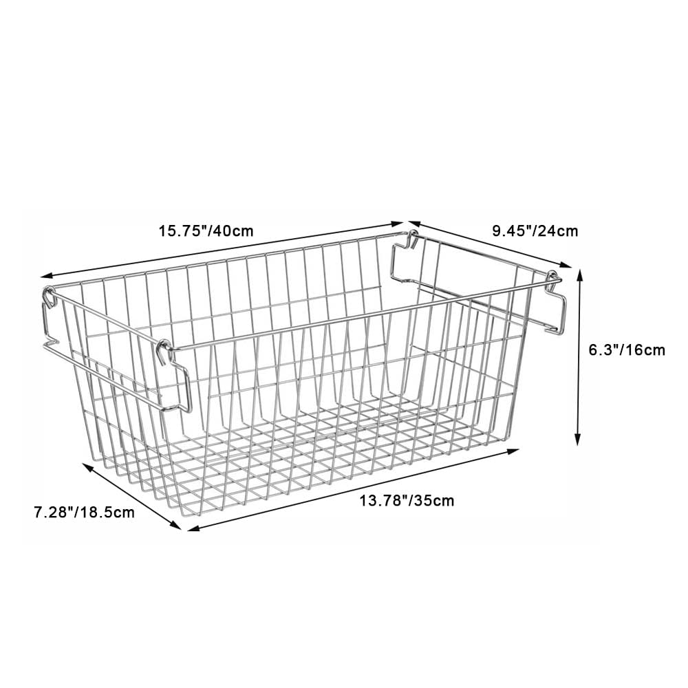 SANNO Chest Freezer Basket Stackable Baskets, Pantry Storage and Organization Chest Freezer Bins Stackable Potato and Onion Storage Bin Metal Baskets for Storage,set of 4