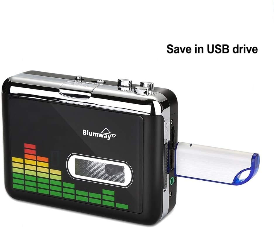 BlumWay Cassette MP3 Cassette MP3 Cassette USB to Converter, Portable Tape Player to Format, Audio Music Tape