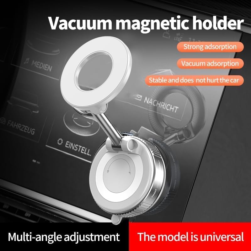 BISART 360 96LBS Vacuum Magnetic Car Phone Holder Rotatable, Reinforced Suction Cup Mount Compatible with MagSafe