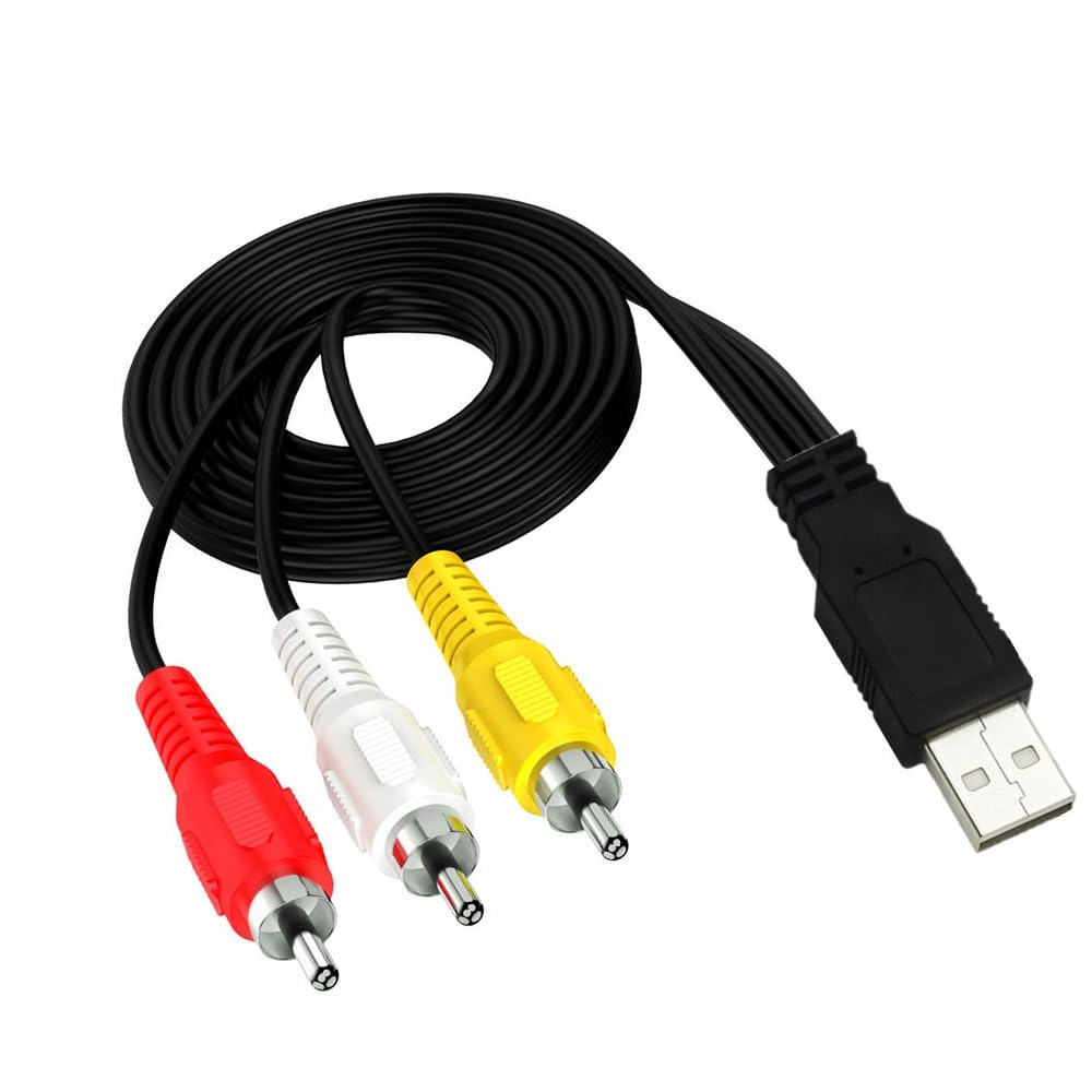 DUOYHIEL 5ft 3RCA USB to RCA Cable, USB Male to RCA Male Jack Splitter Audio Video Cable, Cord to Connect AV Adapter