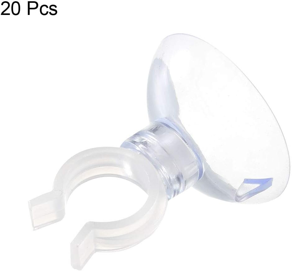 Uxcell Aquarium Suction Cup Clips - Airline Tube Holders for Fish Tank | Clear 13mm, 20 Pcs