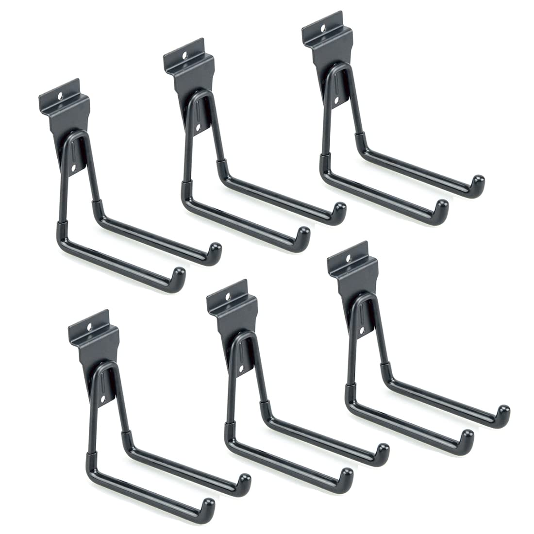 ATOOLA Slatwall Accessories, Black Slatwall Hooks, Garage Utility Hooks for Slatwall, 6 Pack Medium U Hook