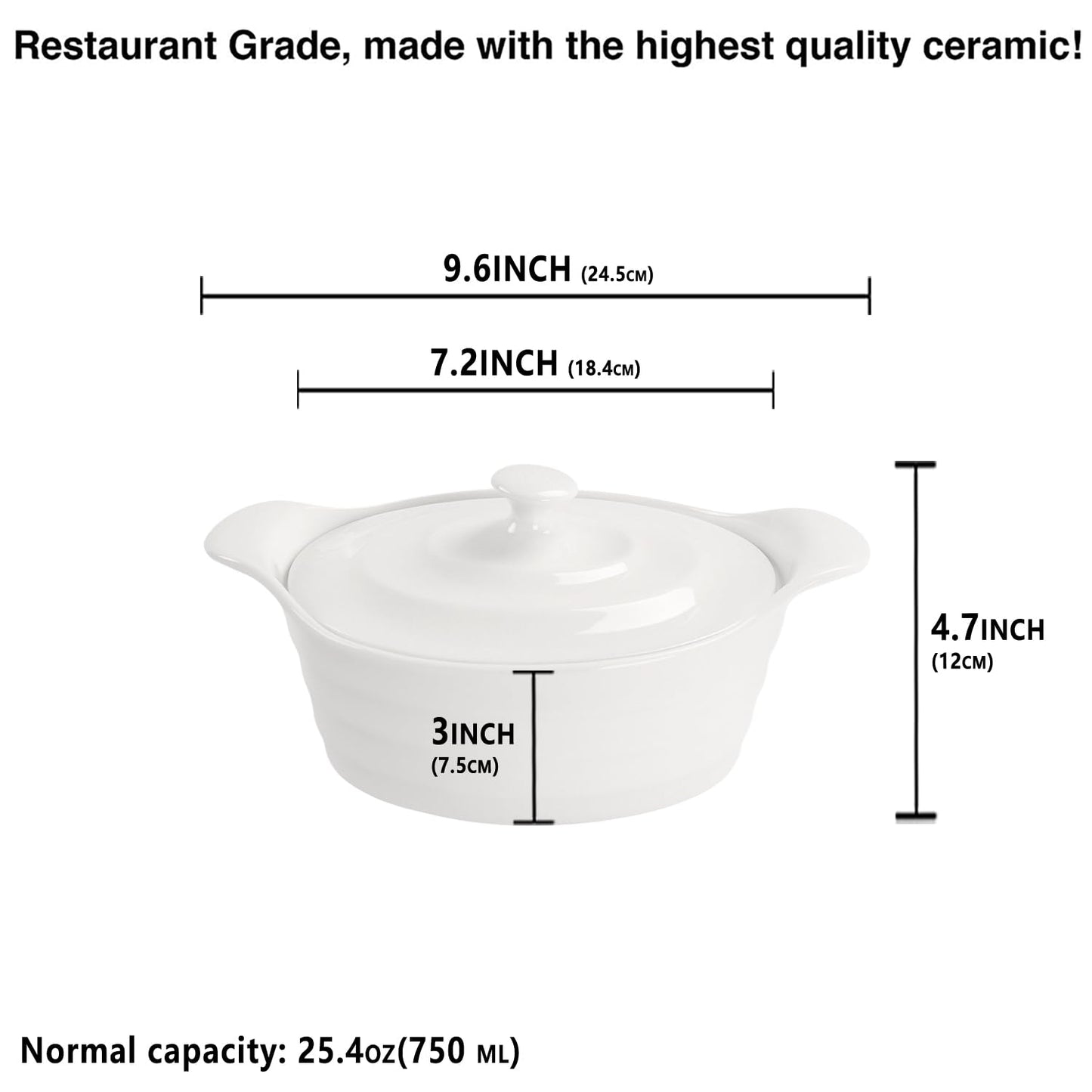 jinsongdafa Casserole Dish 25 oz, French Onion Soup Ceramic Bakeware Set with Lids, Ceramic Mini Cocotte Set, Baking Dish with Lids and Handles, Microwave, Dishwasher, Oven Safe 9.6 Inch