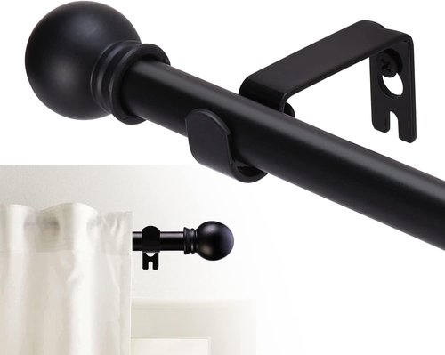 GXOACKJ Heavy-Duty Curtain Rod Set - Decorative Matte Black, 48 to 84 Inches, Includes Brackets