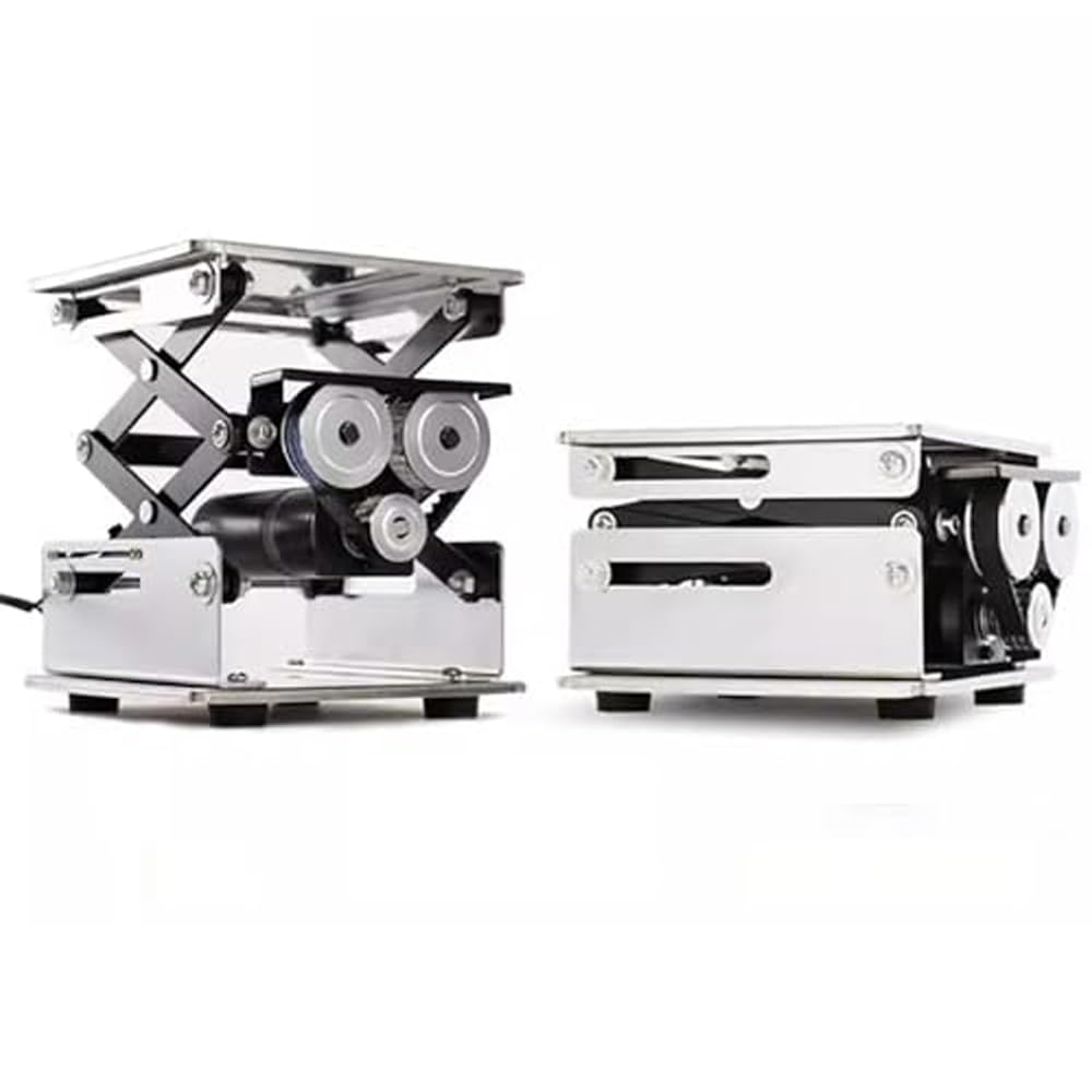 200x200MM Electric Stainless Steel Lifting Platform, Small Laboratory Lifting Stand Remote Control Adjustable Lifter Moving Load 10KG with Remote Control and Power Adapter