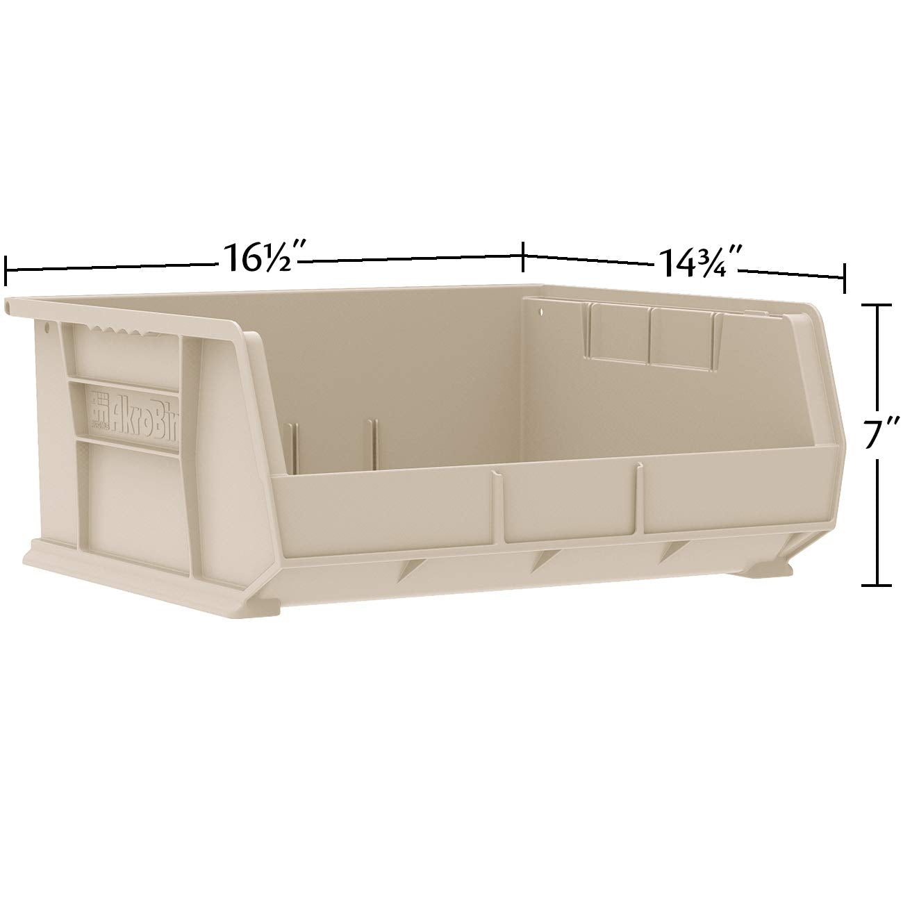 Akro-Mils 30250 AkroBins Plastic Storage Bins, Space-Saving Stackable Bins for Garage, Pantry, Craft Organization, 15" x 16" x 7", Black, 6-Pack