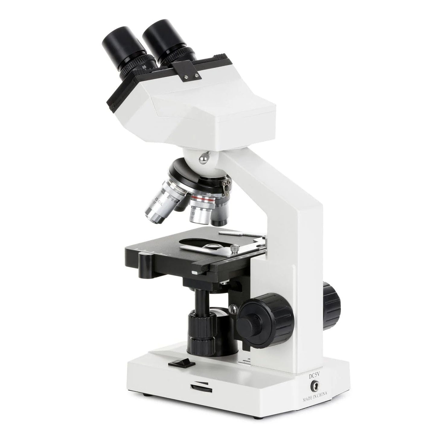 AmScope OMAX 40X-2000X Lab LED Binocular Compound Microscope with Double Layer Mechanical Stage and Coaxial Coarse/Fine Focusing Knob