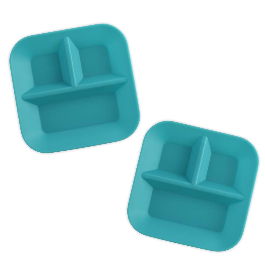 Kiddiebites | 100% Silicone Plates for Babies & Kids | MADE IN THE USA | BPA, BPS, Lead, Cadmium, PVC, & Phthalate Free | Children's Divided Placemat Set | Teal, 2 Pack