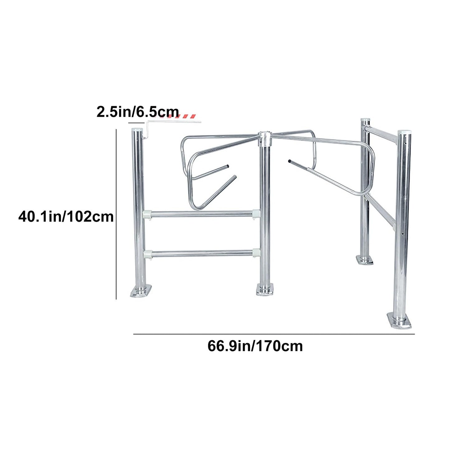 Cross One-Way Turnstile Gate, Manual Entrance and Exit, Stainless Steel Swing Gate for Supermarkets, Factories, Libraries, and Stores(66.9in/170cm)