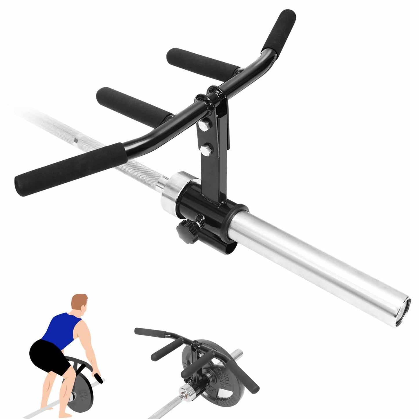 T Bar Row Landmine Attachment: T Bar Row Handle for 2In Olympic Barbell & 1In Standard Bar - Multi-Grip Tbar for Strength Workout Training