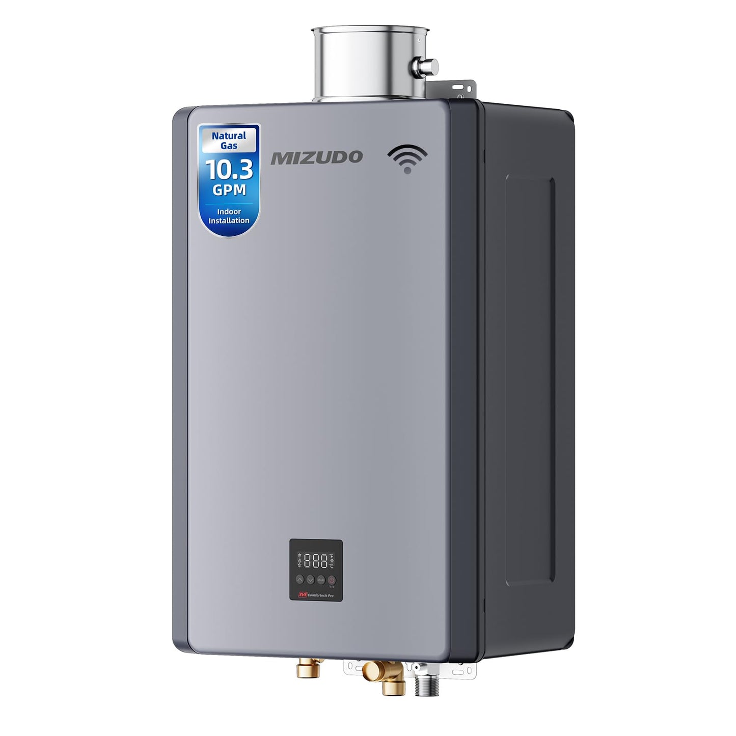 MIZUDO Natural Gas Tankless Water Heater, 199,000 BTU, Indoor Installation, Max 10.3 GPM, WiFi&APP Control, Non Condensing, High Efficiency for Large Families Residential Whole House