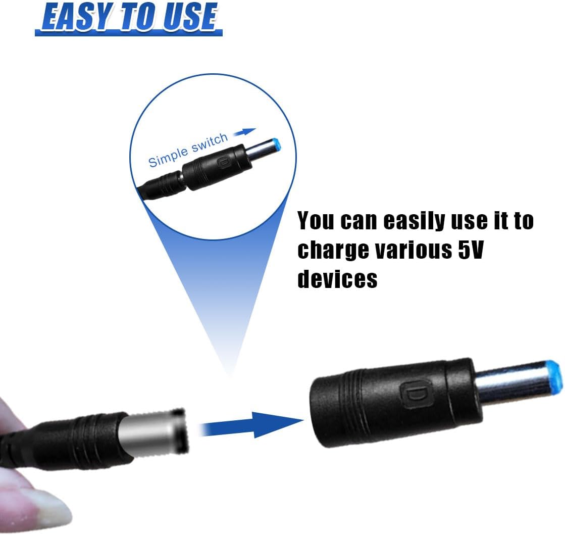 Craedli 12V 5V 5.5x2.1mm 11 Car Charger with DC Power Cable, DC Cigarette Lighter Plug Power Cord with Connectors