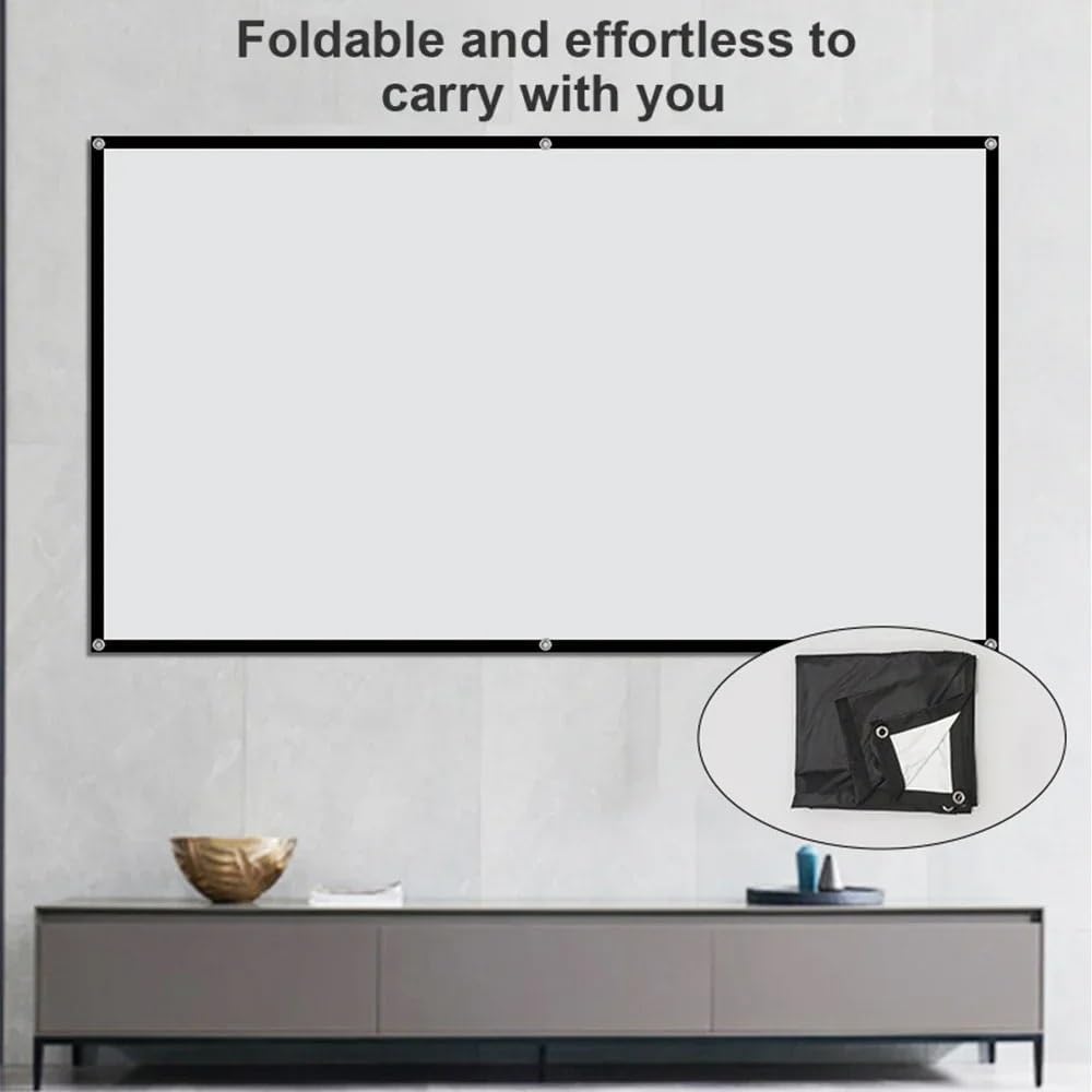 JIIPOREGJ 60-150 Inch Projection,60 Inch Projector Screen White Milk Shred Black Background Wrinkle-Free Design