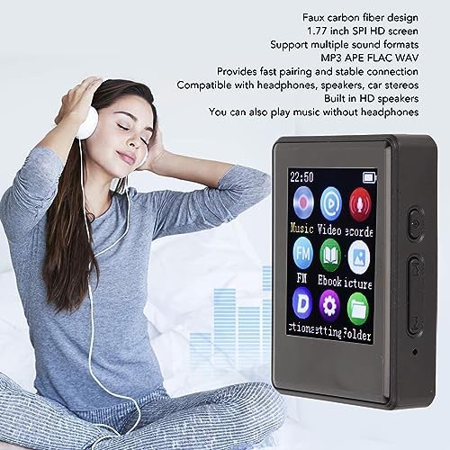 VBESTLIFE MP3 MP4 5.0 1.7inch Player, Player with Bluetooth Sound Decoding Built in HD Speaker Voice Recorder, HD
