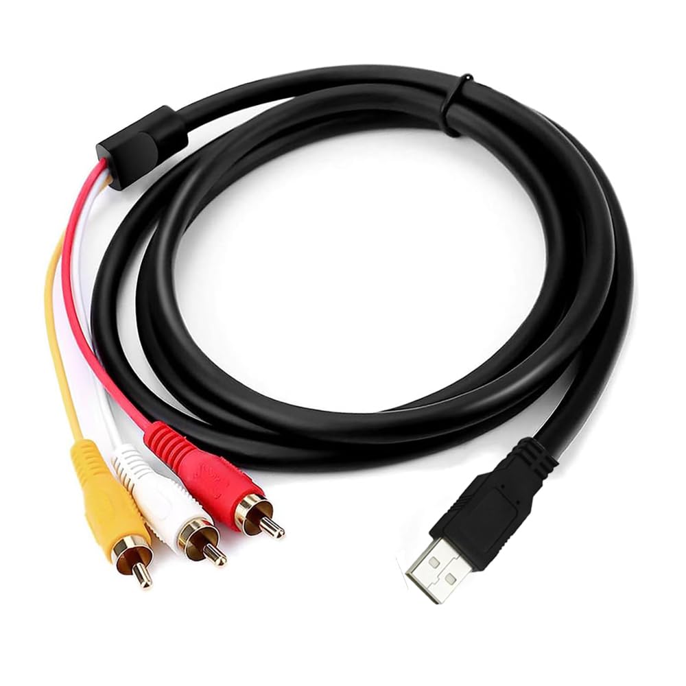 DUOYHIEL 5ft 3RCA USB to RCA Cable, USB Male to RCA Male Jack Splitter Audio Video Cable, Cord to Connect AV Adapter