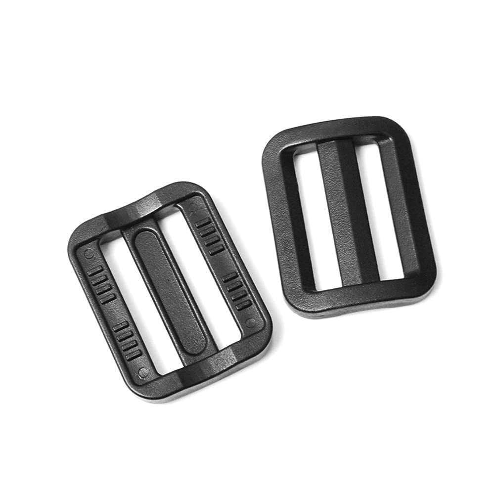 CooBigo 12 Pack Plastic Buckles for Straps 1 Inch Tri-Glide Slide, Plastic Slide Clip Heavy Duty Adjustable Webbing Tri-glides Slider Buckle for Backpack Straps Dog Collar Harness