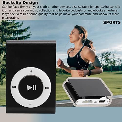 ASHATA MP3 MiniMP3 Mini Player, Portable Music Player with Clip, Digital Music Media Player BackClip Player