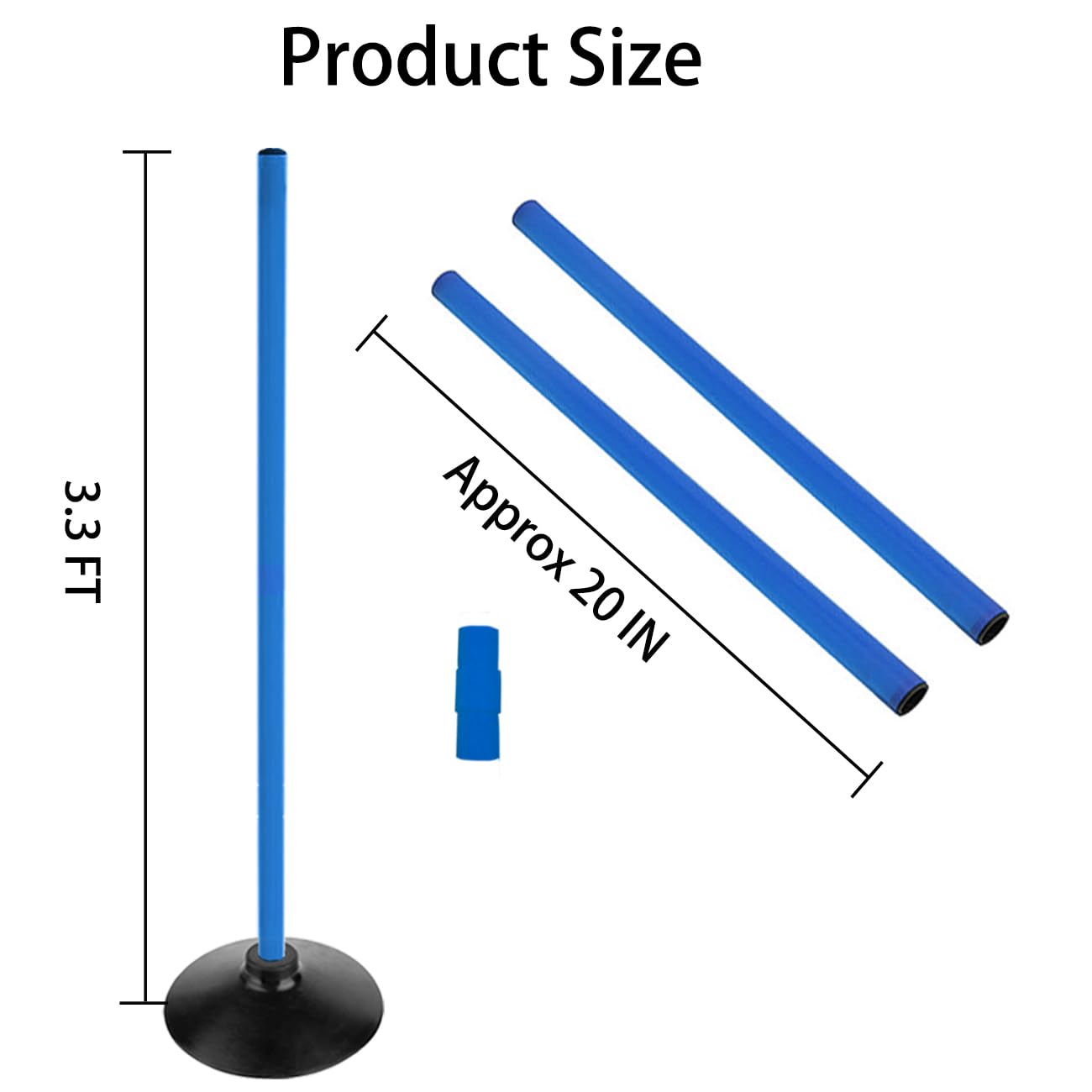 ASENVER Blue Soccer Agility Poles Set Detachable Sports Trainning Speed Pole Slalom Poles with Rubber Base Sport Traning Equipment (3.3 FT, Pack of 6)