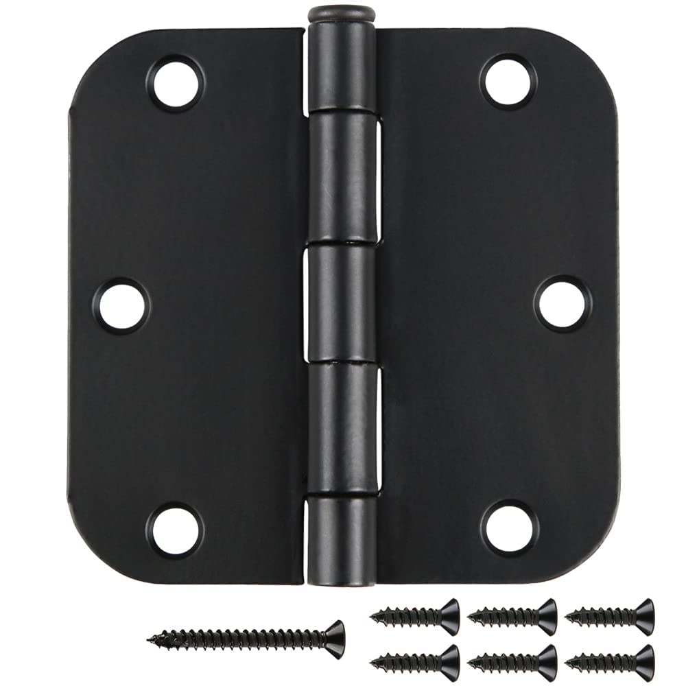 30 Pack Matte Black Door Hinges 3.5 x 3.5 Inch 5/8" Radius, Interior Heavy-Duty Rounded Hinge for Doors Standard Bedroom Office Door Hardware Removable Pin,RV,Garage,Storage Shed,Livestock Facilities