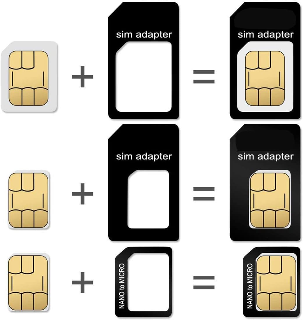 CKANDAY 10 Pack 4 1 1, SIM Card Adapter Kit, in Nano Micro Standard Converter Kit with Steel SIM Tray Eject Pin Black