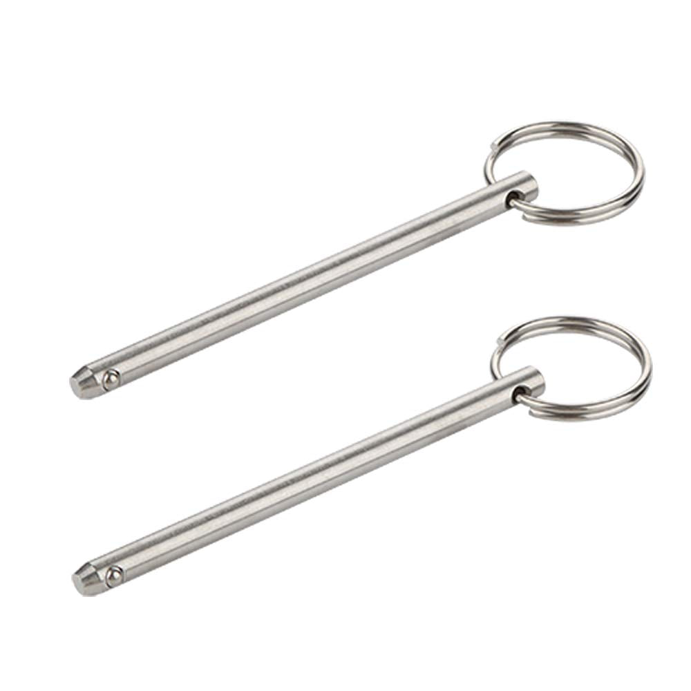 2 Pack Quick Release Pin, Diameter 1/4"(6.3mm), Overall Length 4.1"(105mm), Usable Length 3-1/2"(89mm), Full 316 Stainless Steel, Bimini Top Pin, Marine Hardware