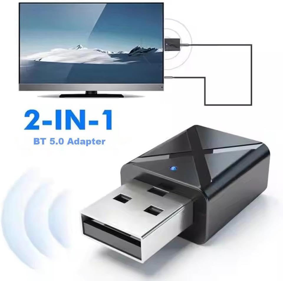 generic 2-in-1 Bluetooth Adapter, Support TV Speaker Earphone Mini Car Music Computer, Wireless Audio Music Stereo