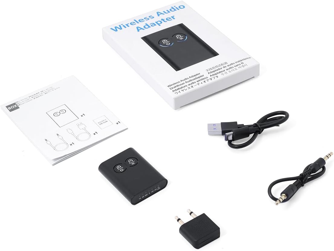Ankilo 5.2 2-in-1 Bluetooth Transmitter Receiver, Upgraded Airplane Wireless Adapter, Dual Link AptX
