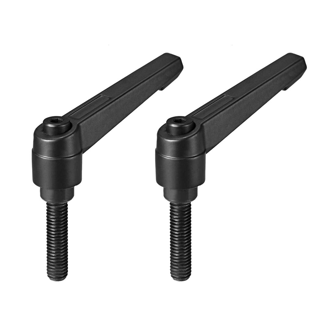 uxcell 2pcs Adjustable Clamping Lever Handle M8 x 32mm Metric Black Oxide Carbon Steel Male Threaded Stud Hand Knobs Rotating Screw Handles Bolts with Locking Lever Black