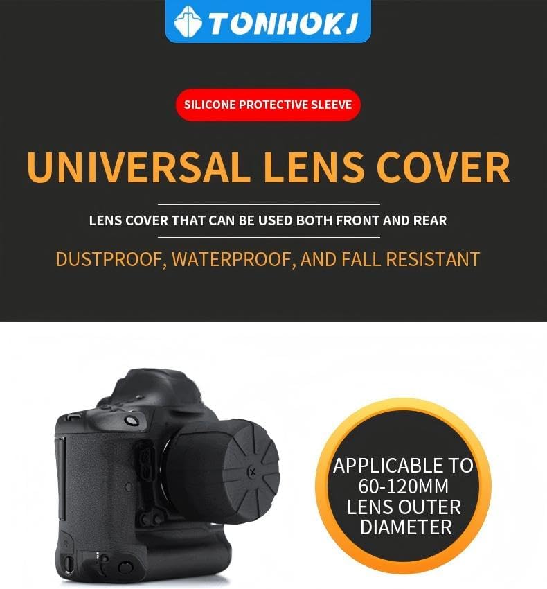 TONHOKJ 99% Universal Lens Cap, Fits DSLR & Mirrorless Camera Lenses, Silicone Lens Cover with Element Proof